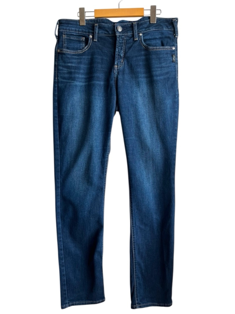 Silver Jeans Suki Straight Mid Rise Dark Wash Curvy Fit Jeans W34 L33 - Picture 2 of 14